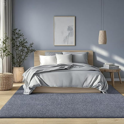 AROGAN Washable 5×7 Living Room Rug, Modern Area Rugs with Soft Memory Foam for Bedroom, Minimalist Non-Slip Indoor Floor Carpet for Dining Room Office Kids Playroom Decor, Navy Blue