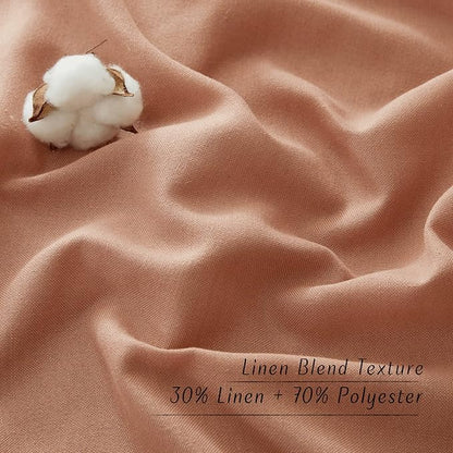 NICETOWN Linen Flax Semi Sheer Curtains 92" Length, Grommet Window Treatments Privacy Added with Light Penetration Vertical Drapes for Loft/Home Office, Terracotta, W55 x L92, 2 Panels