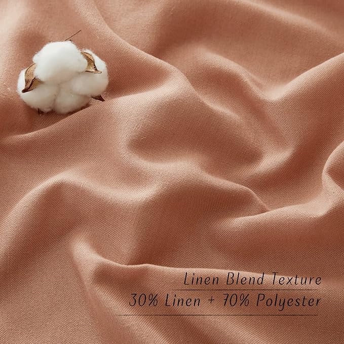 NICETOWN Rustic Linen 96 inch Long Curtains for Living Room, Grommet Privacy Added Thick Linen Weave with Light Filter Window Curtains & Drapes for Bedroom, Terracotta, W42 x L96, 2 Panels