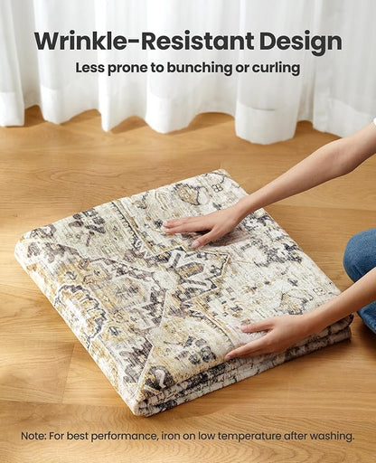 AMADA HOMEFURNISHING 8x10 Area Rugs, Low-Profile Large Washable Area Rug with Non-Slip Backing & Durable Edge Binding, Vintage Rugs for Living Room, Bedroom, Dinning Room
