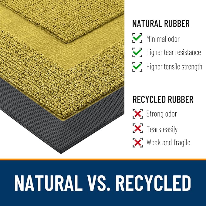 OLANLY Front Door Mat Indoor Outdoor Entrance, Waterproof All-Season, All-Weather Doormat, Sturdy Natural Rubber, Low Profile, Easy Clean Patio Porch Entryway Mat, 47x32, Lime Green