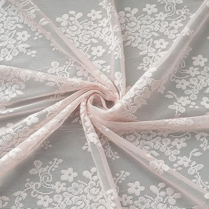 YJ YANJUN Vintage Lace Curtains 63 Inch Length 2 Panels Set Cute Floral Designs Dusty Pink Sheer Curtain Panels for Girls Bedroom with Wavy Edge Rod Pocket, 52 x 63 Inch, Blush Pink
