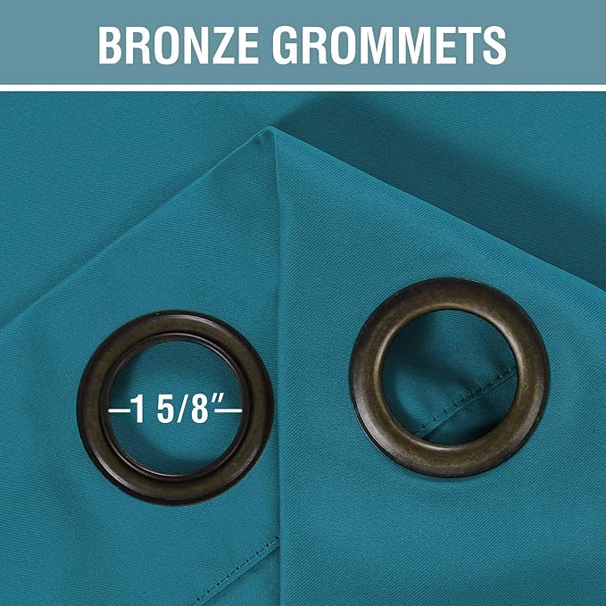 H.VERSAILTEX Blackout Curtain for Living Room Small Window Kitchen Blackout Curtains 45 inch Length Energy Saving Solid Grommet Blackout Drape, One Panel, Turquoise Blue, 52" W x 45" L