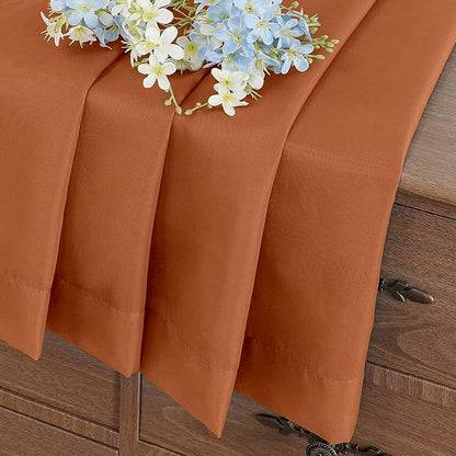 Orange Valances for Windows 14 inch Length 2 Panels Set, Small Voile Sheer Curtains for Bathroom, Soft Fabric Lightweight Light Filtering Kitchen Curtains, Dual Rod Pocket, 2x42Wx14L Inches