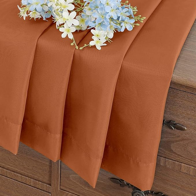 Orange Window Sheer Curtains 45 Inches Length, Voile Short Curtains for Living Room Bedroom, Modern Soft Window Drapes 2 Panels Set, Top Dual Rod Pocket Design, 2x42Wx45L Inches