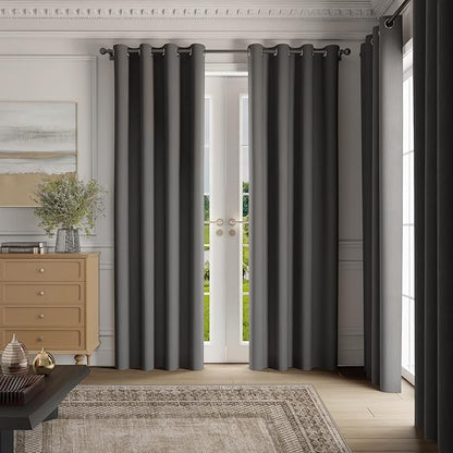 NICETOWN Room Darkening Draperies Curtains Panels, 2 Panels Grey W52 x L72