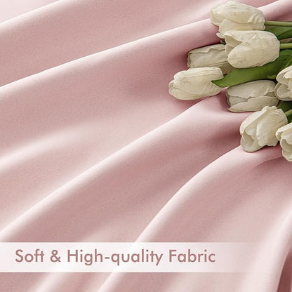 MIULEE Baby Pink Back Tab Blackout Curtains 96 Inch Long 2 Panels Set for Living Room Bedroom, Rod Pocket/Pinch Pleated Long Thermal Insulated Room Darkening Light Blocking Floor to Ceiling Drapes
