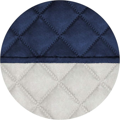 PureFit Reversible Quilted Sofa Cover, Water Resistant Slipcover Furniture Protector, Washable Couch Cover with Non Slip and Elastic Straps for Kids, Dogs, Pets (XX Large, Navy/Ivory)