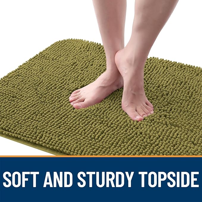 OLANLY Dog Door Mat for Muddy Paws 59x32, Absorbs Moisture and Dirt, Absorbent Non-Slip Washable Doormat, Quick Dry Chenille Mud Mat, Entry Indoor Entryway Carpet for Inside Floor, Willow Green