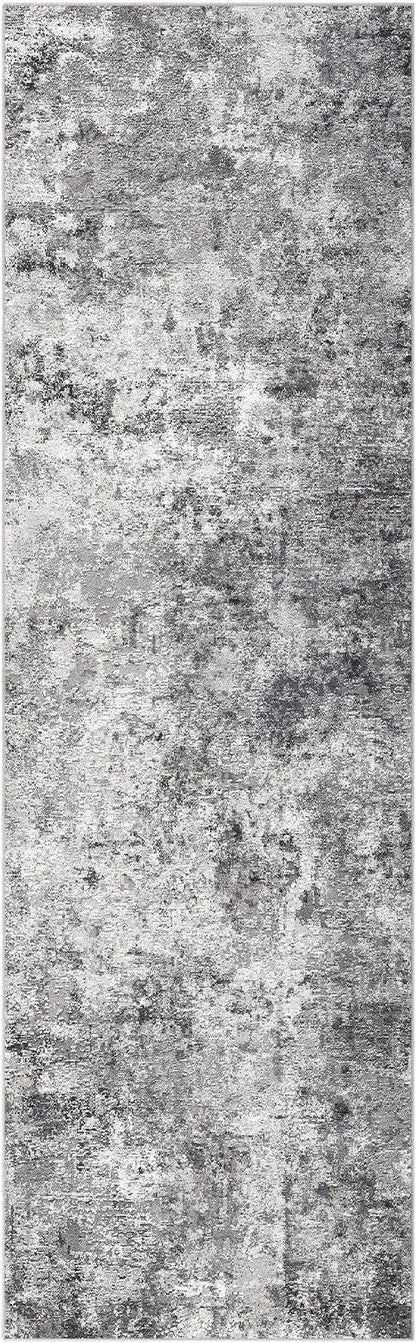 UERMEI 3X8 Washable Runner Rug for Hallway: Soft Neutral Modern Abstract Area Rug - Non-Slip Low Pile Long Throw Indoor Carpet for Kitchen Entryway Kitchen Bedroom Laundry Bathroom - Grey