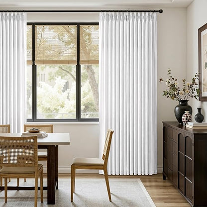 MIULEE Pinch Pleated Thick Linen Curtains 84 Inches Long 2 Panels, White Linen Texture Memory Trained Drapes for Living Room Bedroom, Pinch Pleat Light Filtering Farmhouse Window Curtains with Hooks
