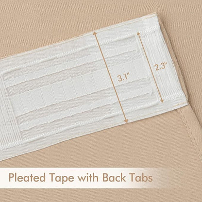 MIULEE Beige Back Tab Blackout Curtains 72 Inch Length 2 Panels Set for Living Room Bedroom Privacy, Rod Pocket/Pinch Pleat Thermal Insulated Room Darkening Pleated Light Blocking Drapes