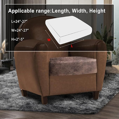 Leather Look Couch Cushion Covers Sofa Seat Slipcovers Sets Couches Furniture Protector for Sectional Armchair Loveseat Pets Kids Stretch Spandex Fabric (1 Cushion Armchair, Light Brown)