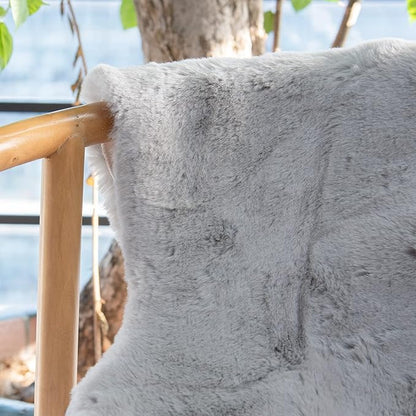 ORINOVA Faux Fuzzy Machine Washable Bunny Fur Area Rugs for Living Room Grey Fluffy Rug for Bedroom Sheepskin Rug 4x6 Rectangle Nursery
