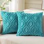 decorUhome Summer Throw Pillow Covers 18x18 Inch Set of 2, Soft Plush Faux Wool Turquoise Solid Couch Pillow Covers, Accent Farmhouse Neutral Square Pillow Cases for Sofa Bed Living Room
