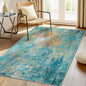 Washable Area Rugs 3'x5' Non-Slip Modern Abstract Soft for Living Room Entryway Bedroom Nursery, Print Pattern, Teal Blue Green Orange Rust Red Coloreful