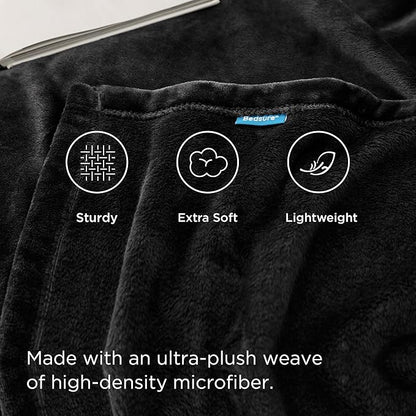 Bedsure GentleSoft Fleece Bed Blankets Large Size Black - Soft Lightweight Fuzzy Cozy Luxury Oversized King Blanket Microfiber, Room Home Decor Gifts for Women and Men, 120x120 inches