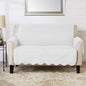 Great Bay Home Reversible Loveseat Cover - Washable Slipcover Furniture Protector with Elastic Straps - Perfect for Kids & Pets - Quilted & Stitched Detail (White/Sand)