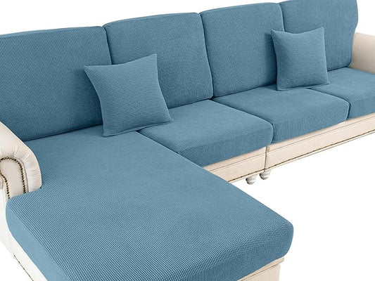 Couch Cushion Cover Seat Cushion Cover Stretch Armchair Cover Separate Sectional Sofa Slipcovers Furniture Protector(1 Piece for Seat or Sofa Backrest, Blue)