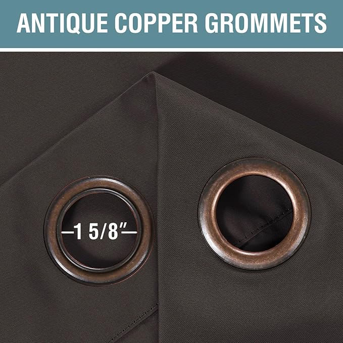 H.VERSAILTEX Blackout Curtain for Living Room Small Window Kitchen Blackout Curtains 45 inch Length Energy Saving Solid Grommet Blackout Drape, One Panel, Chocolate Brown, 52" W x 45" L
