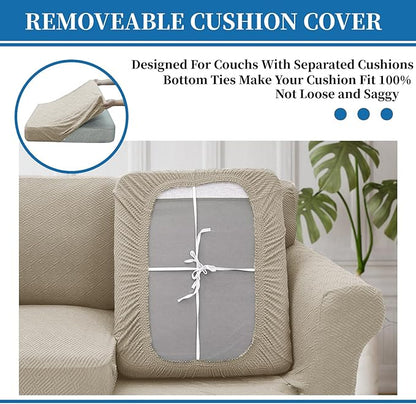 XINEAGE 2026 New 2 Pieces Chair Covers with Arms Super Stretch Chair Slipcover for Living Room Pet Dog Universal Slip Cover Anti Slip Armchair Furniture Protector (Khaki), 31"-46"(1 Cushion)