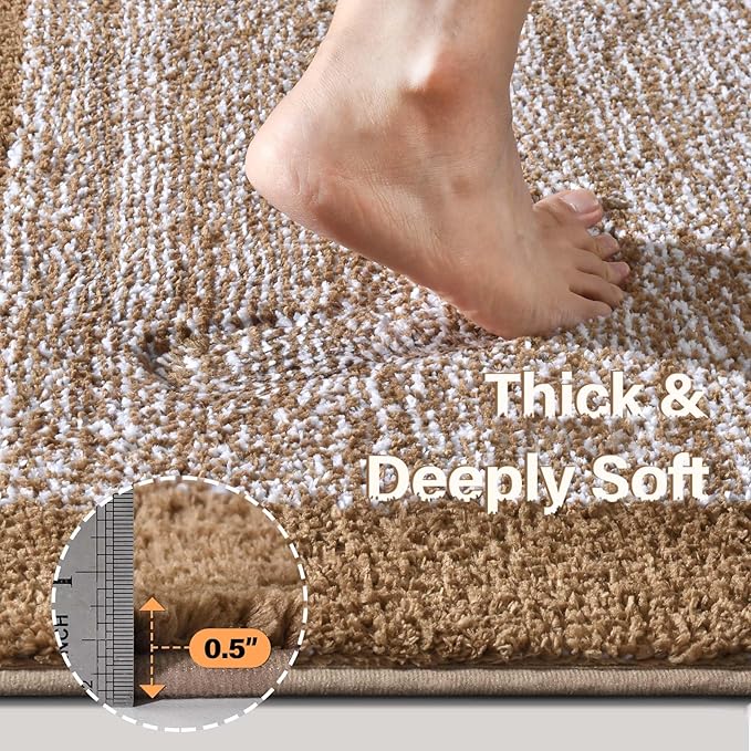 36x24 Large Bathroom Rugs Washable Non Slip, Coffee Bath Mat for Bathroom Floor Tub, Soft Absorbent Quick Dry Mats for Shower, Bathtub,Home Decor