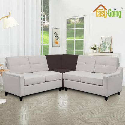 Easy-Going Stretch Sectional Corner Sofa Slipcover 1-Piece Couch Sofa Cover Furniture Protector Soft with Elastic Bottom for Kids, Pet, Spandex Jacquard Fabric Chocolate