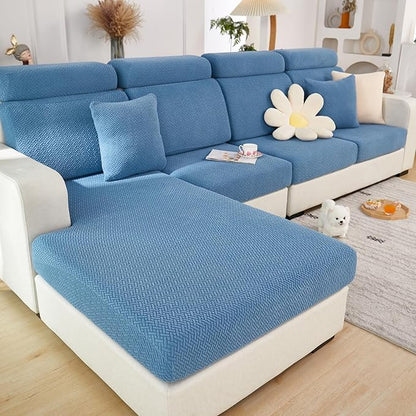 Couch Cushion Covers for Sofa Couch Covers Wear-Resistant Universal Sofa Cover Washable Stretch for Sectional Slipcovers (Texture-Blue,Extra Large Single Seat Cover)