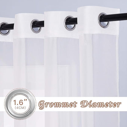 NICETOWN Sheer Curtains for Bedroom Windows 63 inch Length, Grommet Casual Voile Sheer with Light Filter Window Treatments for Living Room, Ivory, 140" Wide Total 2 Panels