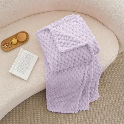 BEDELITE Fleece Blanket - 3D Jacquard Decorative Lavender Fog Throw Blankets for Couch & Bed, Soft and Cozy Warm Plush Fluffy Blanket All Seasons Suitable, 50x60Inches