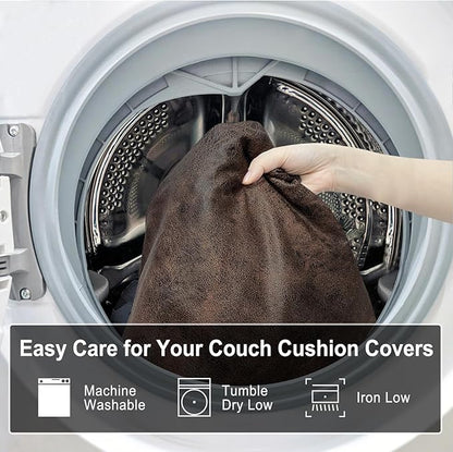 Leather Look Couch Cushion Covers Sofa Seat Slipcovers Sets Couches Furniture Protector for Sectional Armchair Loveseat Pets Kids Stretch Spandex Fabric (1 Cushion Armchair, Brown)