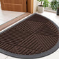 Smiry Half Circle Front Door Mat Outside Entrance, Heavy Duty Sturdy Natural Rubber Doormat, Trap Dirt and Moisture, Low Profile Mats for Indoor Outdoor Entry, Irregular Triangle (35x23, Dark Brown)