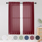 OWENIE Sheer Curtains, Sheer Curtains 63 inch Length 2 Panels Set, Rod Pocket Voile Fimly Sheer Drapes for Living Room/Bedroom, 2pcs, Each 42" W x 63" L, Burgundy
