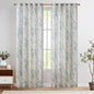 jinchan Linen Blend Curtain Floral Curtains for Living Room 84 Inch Length Blue Printed Curtain Rod Pocket Back Tab Farmhouse Peony Flower Patterned Drapes Bedroom Window Curtains Set 2 Panels