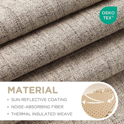 Joydeco Blackout Curtains for Bedroom - 120 Inch Long 100% Light Blocking 2 Panels Set Linen Drapes, Thermal Insulated Room Darkening Curtains, Linen Textured for Living Room, Rod Pocket & Back Tabs