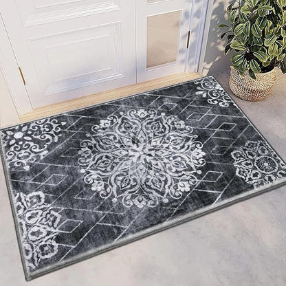 HEBE Washable Area Rug - 2'x3' Non Slip Soft Distressed Medallion Bedroom Boho Living Room Accent Throw Vintage Entry Floor Carpet for Dining Room Bathroom Entryway