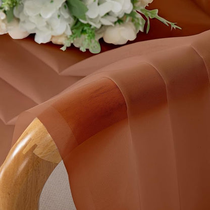 Chyhomenyc Orange Sheer Curtains 30 inch Length 2 Panels, Light Filtering Voile Rod Pocket Short Window Curtians for Bathroom Living Room Farmhouse Small Windows, 42Wx30L inches