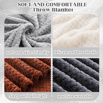 Newwiee 4 Pcs Flanne Fleece Throw Blanket for Bed Couch Large 3D Waffle Textured Soft Blanket Winter Warm Lightweight No Shedding No Pilling Decorative Throw, 50x60 Inch(Gradient Gray)