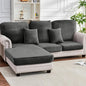Couch Cover 6-Piece Elastic Velvet Couch Cushion Covers & Chaise Slipcovers for L-Shaped Sofas - Sofa Seat Covers Washable, Soft Protector for Couches (5 Seater + Chaise, Grey)