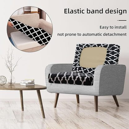 8Pcs Stretch Patio Cushion Covers,Outdoor Couch Covers Replacement,Outdoor Couch & Sofa Slipcovers,for Patio Furniture Cushion Covers,Washable Reusable urniture Protector(Lingge Grey,8PCS)