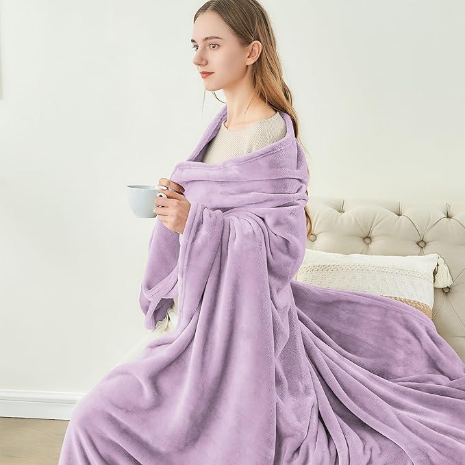 BEDELITE Fleece Blanket Lilac Throw Blankets for Couch & Bed, 300GSM Luxury Plush Cozy Fuzzy Blanket 50" x 60", Super Soft Warm Lightweight Throw Blanket for Travel Camping