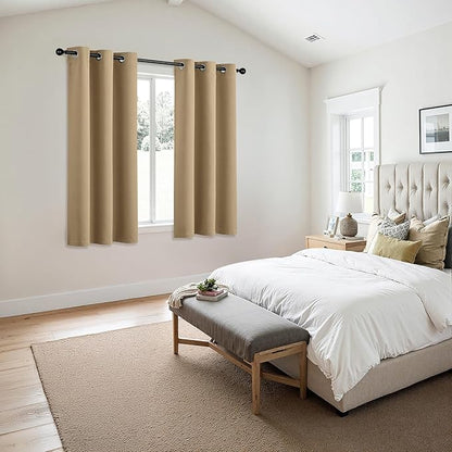 MIULEE Taupe Brown Blackout Curtains for Bedroom Living Room 45 Inches Long 2 Panels, Thermal Insulated Room Darkening Drapes Solid Grommet Noise Reduction Light Blocking Window Treatments 40x45 Inch