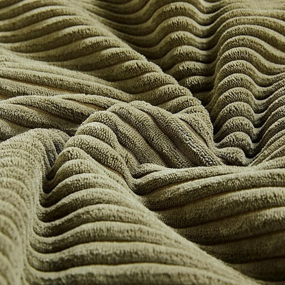 Fancy Homi 2 Packs Olive Green Lumbar Decorative Throw Pillow Covers 16x32 Inch for Living Room Couch Bed, Farmhouse Boho Home Decor, Soft Striped Corduroy Rectangle Accent Cushion Case 40x80 cm