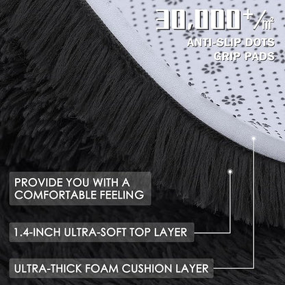 OLANLY 5x11 Machine Washable Large Area Rugs for Living Room, Bedroom, Soft Fluffy Shaggy Bedside Rug, Indoor Floor Carpet for Kids Girls and Boys, Dorms, Nursery, Home Decor Aesthetic, Black