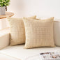 Pack of 2 Corduroy Decorative Throw Pillow Covers 18x18 InchSoft Boho Striped Pillow Covers Modern Farmhouse Home Decor for Sofa Living Room Couch Bed(Beige)