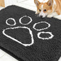 OLANLY Dog Door Mat for Muddy Paws 30x20, Paw Print Design, Absorbs Moisture and Dirt, Absorbent Non-Slip Washable Doormat, Quick Dry Chenille Mud Mat for Dogs, Entry Indoor Entryway Carpet, Dark Grey