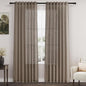 Dark Taupe Linen Curtains 84 Inches Long for Bedroom Back Tab Light Filtering Privacy Semi Sheer Curtains Modern Farmhouse Decor Dark Taupe Cotton Textured Curtain for Living Room 2 Panels 52x84