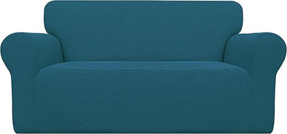 Easy-Going Stretch Loveseat Slipcover 1-Piece Sofa Cover Furniture Protector Couch Soft with Elastic Bottom for Kids Polyester Spandex Jacquard Fabric Small Checks (Loveseat, Deep Teal)