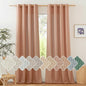 NICETOWN Linen Curtains for Bedroom 96 inches Long, Grommet Rustic Farmhouse Linen Blend Curtains & Drapes Privacy with Light Through for Living Room, Terracotta, W55 x L96, 1 Pair