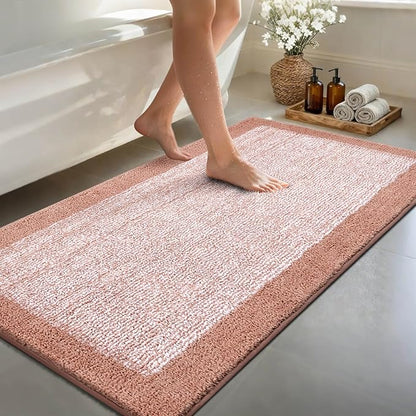 70x24 Long Bathroom Rugs Washable Non Slip, Pink Bath Mat for Bathroom Floor Tub, Soft Absorbent Quick Dry Mats for Shower, Bathtub,Home Decor